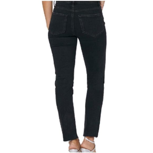 PAIGE Cindy Double Button Front Seam Straight Leg Split Ankle Washed Obsidian 28 - Picture 3 of 14